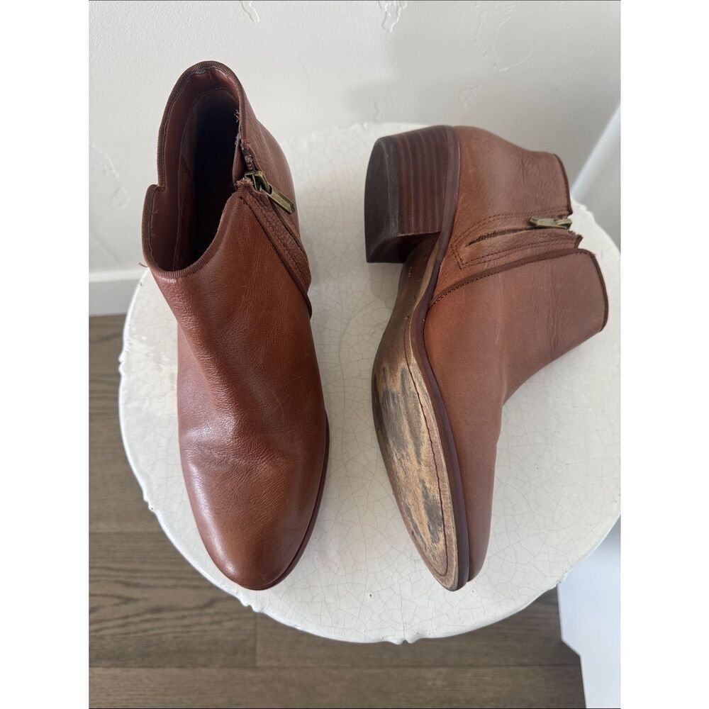 Sam Edelman PETTY Women's Brown Leather Ankle Boots Classic Side-Zip Size 9 EUC